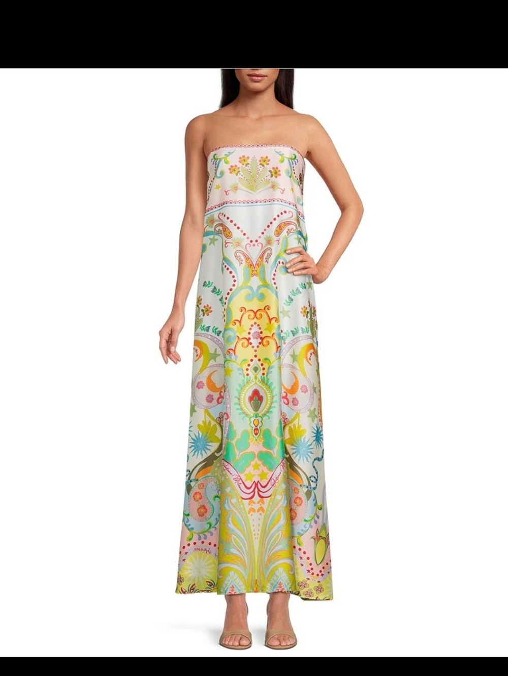 Antonio Melani Lucia Printed Statin Strapless Maxi Dress Size 6